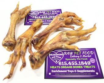 Confezione da 15 zampe di pollo, caramelle disidratate completamente naturali per animali domestici