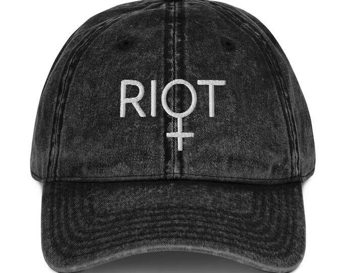 Featured listing image: Riot Grrrl, Feminist Riot, Feminist Sign, Feminism Vintage Cotton Twill Cap