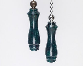 Light Pull, Fan Pull, Lamp Pull, Ceiling Fan Pull, Hand turned Emerald Swirl