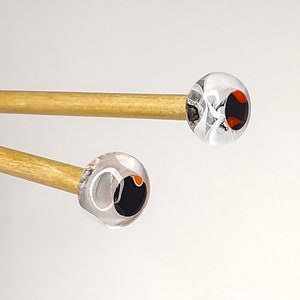 Handmade Birch Knitting Needles Size 10.5 With Clear Swirl Ends