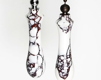 Light Pull, Fan Pull, Lamp Pull, Blind Pull, Hand turned Wildhorse Faux Stone white red black set of two