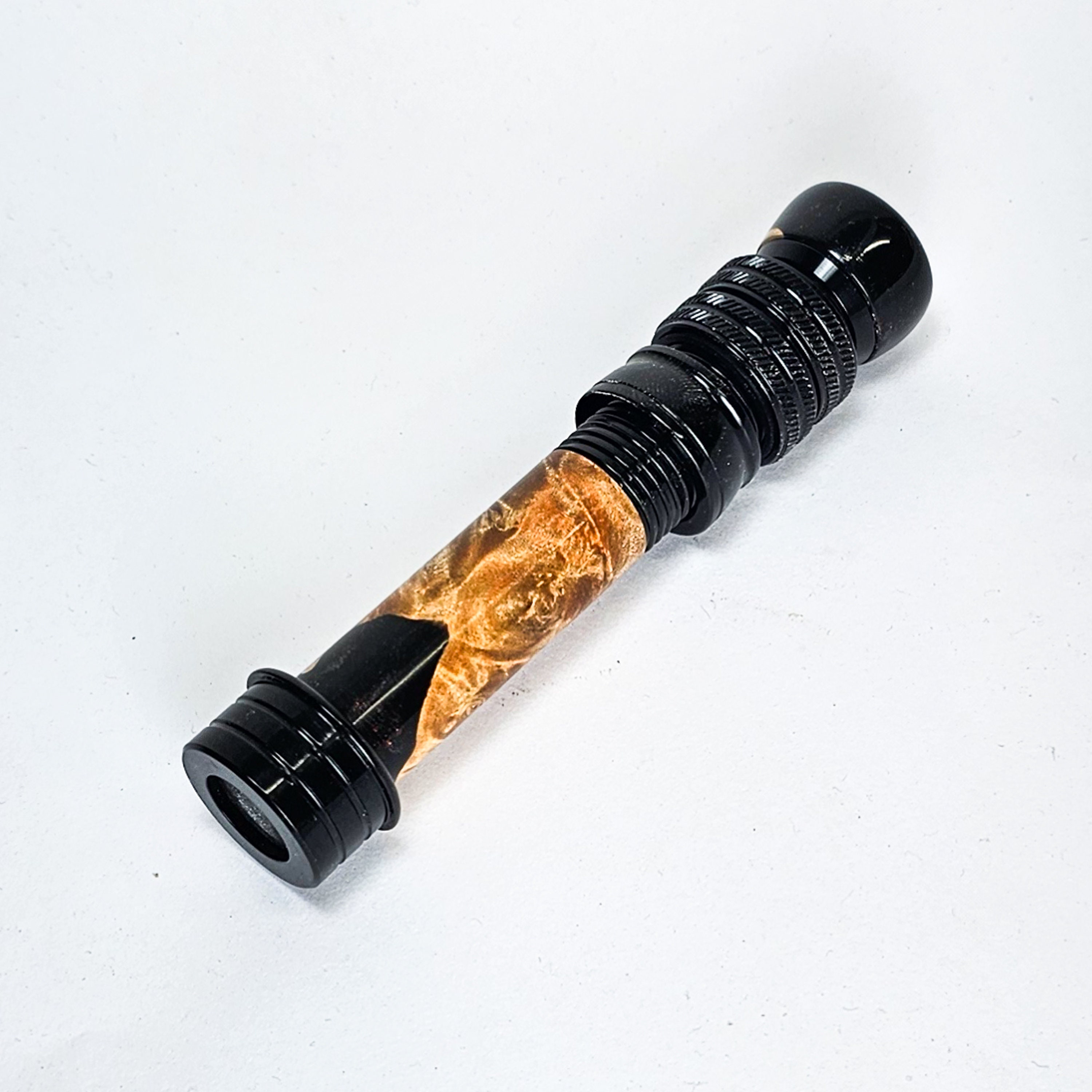 Fly Rod Reel Seat With Handturned Black Rust Acrylic and Stabilized Maple  Burl 