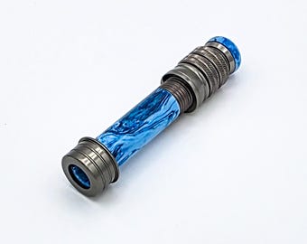 blue fly reel seat Fly Rod Reel Seat With Handturned Grey/blue Pearl Swirl Acrylic Insert