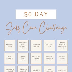30 Day Self Care and Mental Health Challenge Printable Worksheet Etsy