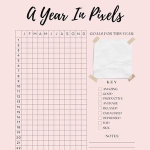 A Year in Pixels Mood Tracker | Printable Annual Mood Log ...
