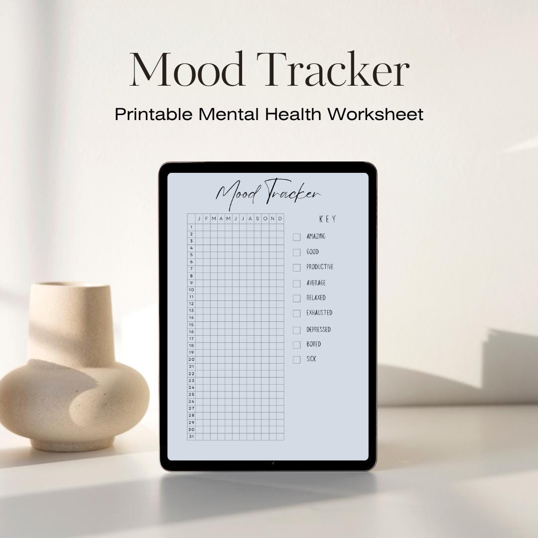 Mood Tracker Printable Mental Health Downloadable Bullet Journal ...