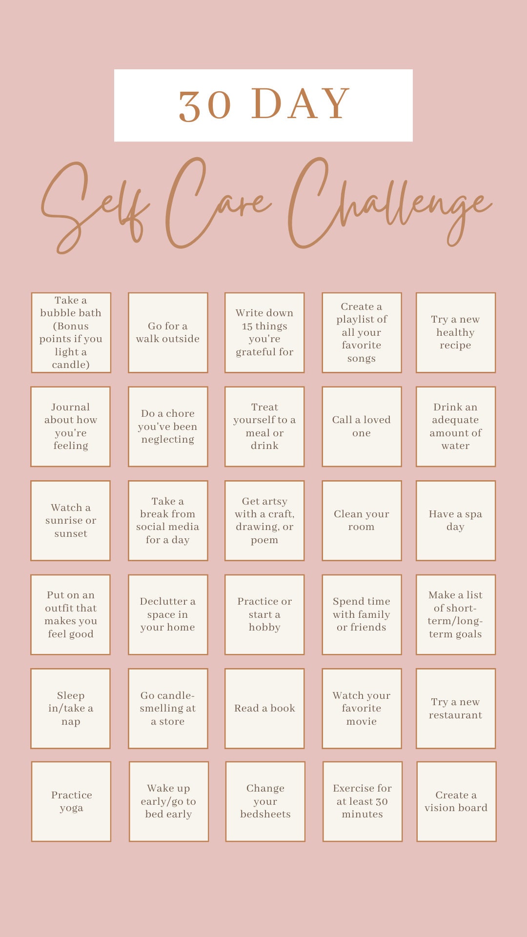 3 Pack 30 Day Self Care Challenge Bundle, Bullet Journal Digital ...
