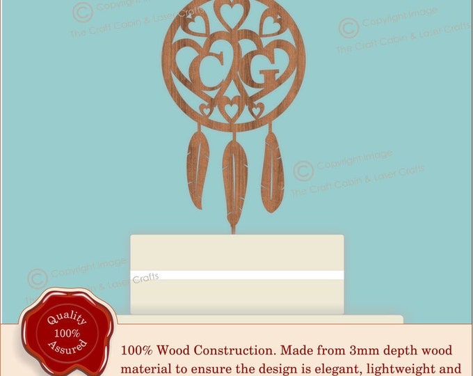 Dreamcatcher - Wooden Cake Topper, Weddings, Engagement, Anniversary