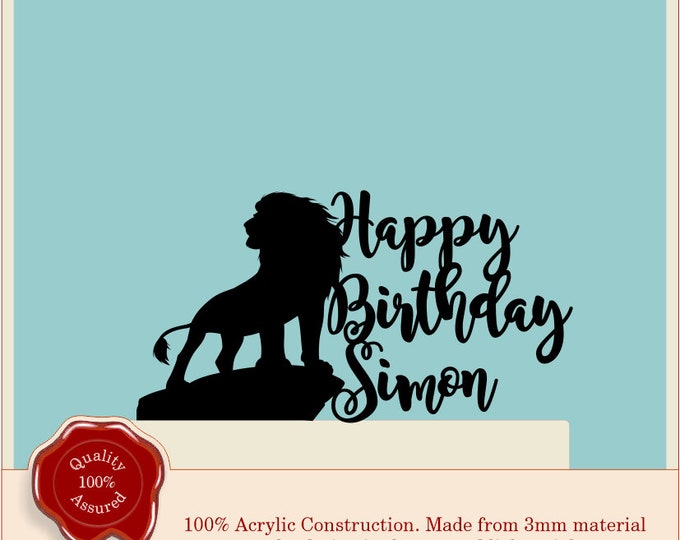 The Lion King Mufasa Simba Acrylic Cake Topper - Walt Disney themed Birthday Wedding Engagement Your Own Words