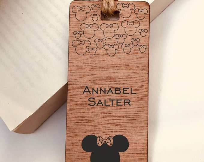 Minnie Mouse Disney Personalised Engraved Wooden Bookmark Boys Girls Gift Fairytale Bookmark Book lover Boys Girls Gift for the avid reader