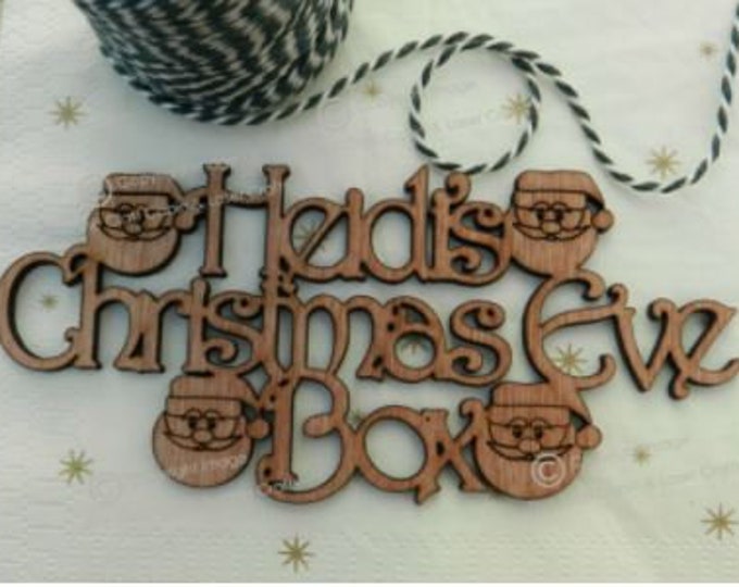 Beautiful Personalised 'Christmas Eve Box' Topper Sign. Wooden Santa Craft Sign.