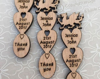 Personalised Welsh Dragon Wooden Love Spoons Favours, Vintage Style Lovespoon Wedding Decorations