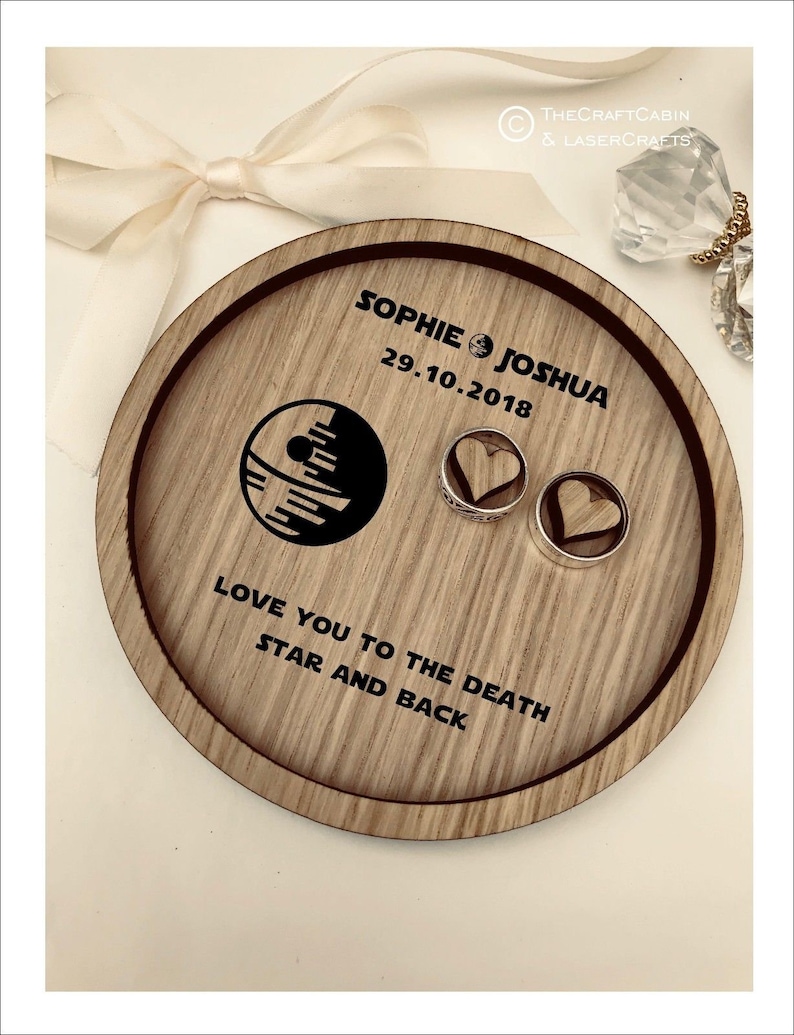 Dish Death Star Wedding Ring Bearer Pillow Tray Plate: Personalised Engraved Star Wars