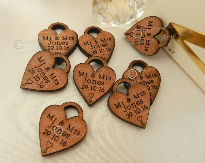 Personalised Mini Heart Lock, Love Locket, Favours, Table Decor, Vintage Wedding