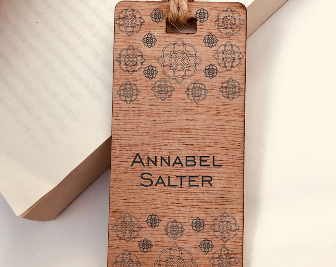 Personalised Wooden Bookmark, Engraved Name Celtic Flower Design, Birthday, Christmas - Family Gift Bookmark Book lover Boys Girls Gift