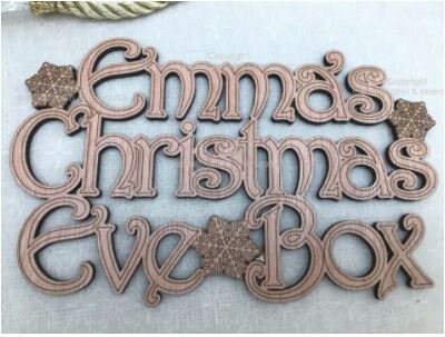 Personalised Family 'Christmas Eve Box' Topper Sign Wood Holly Craft Sign. 