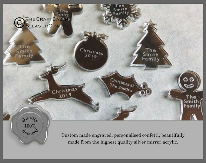 Personalised Custom Christmas Table Confetti, Wedding Favours Mr Mrs Table Decor