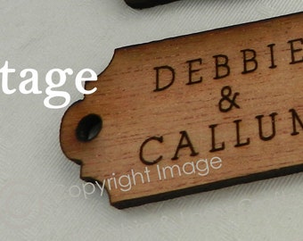 Personalised Wooden Tags Vintage Retro Crafts Invitations Favours Weddings