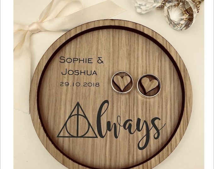 Wedding Ring Bearer Pillow Tray, Dish, Plate: Personalised Engraved  Always - Hrry Potter