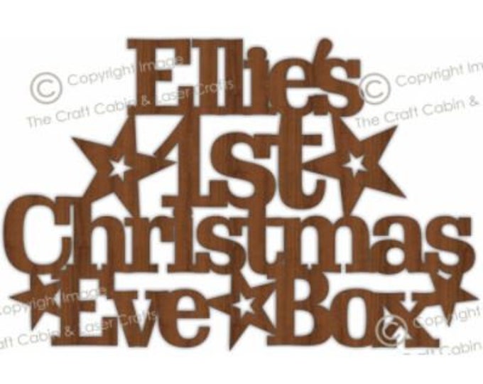 Personalised Baby's 1st 'Christmas Eve Box' Topper Sign Wooden Stars Craft Sign