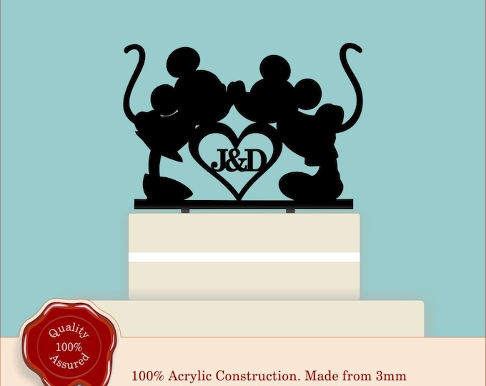 Disney Personalised Acrylic Wedding Cake Topper with Couples Initials - Engagement Anniversary