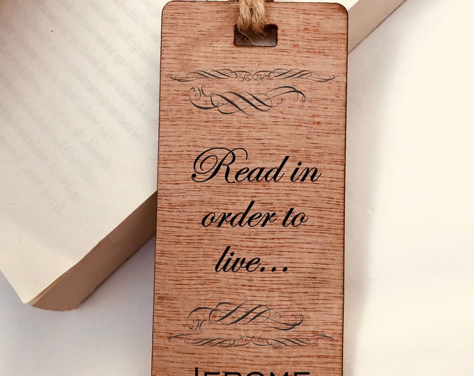 Personalised Name Engraved Wooden Bookmark, Read in order to live. Birthday Gift Family Gift Bookmark Book lover Boys Girls Gift