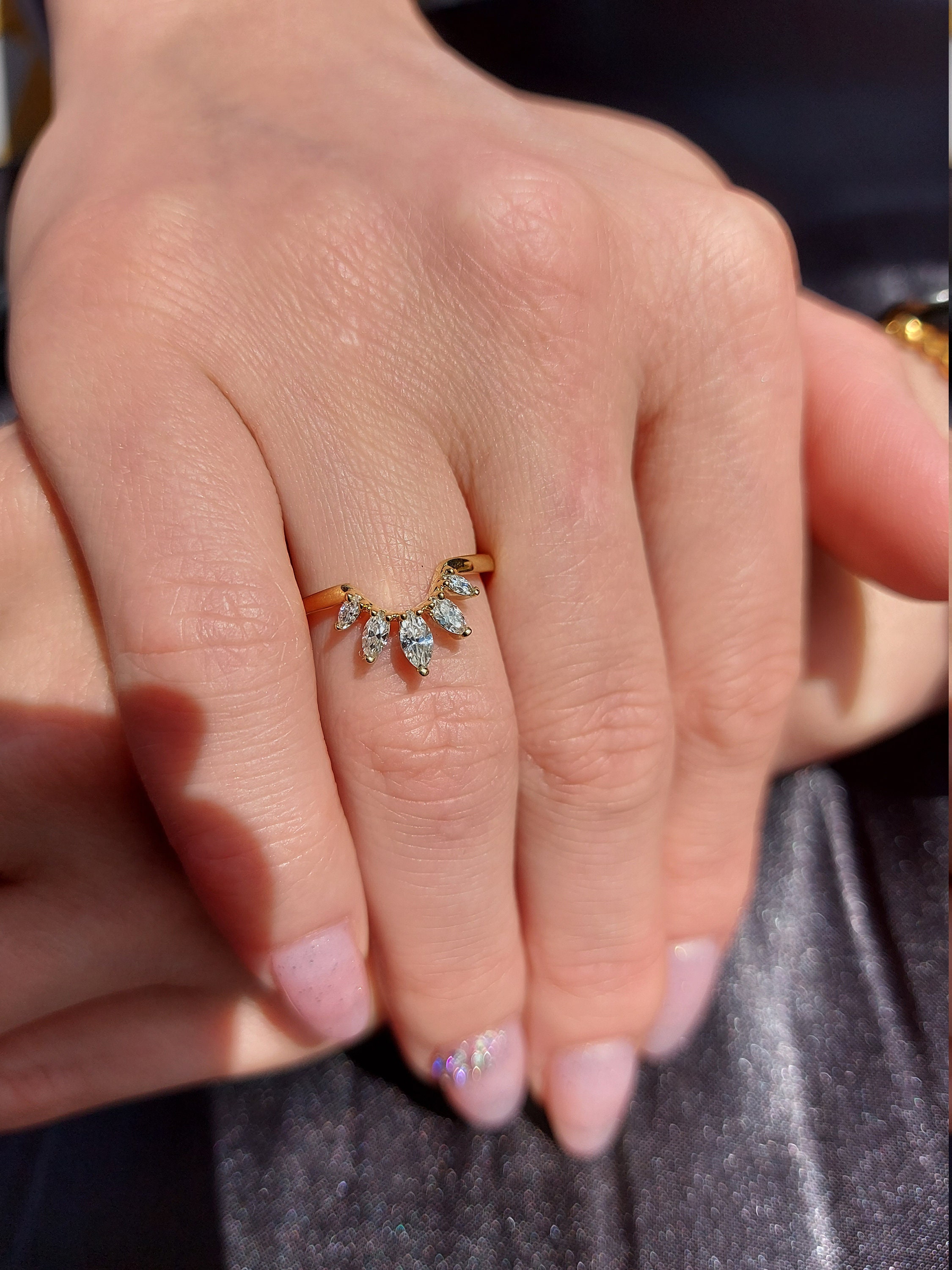 Oval Moissanite Engagement Ring Set Vintage Unique Yellow Gold | Etsy