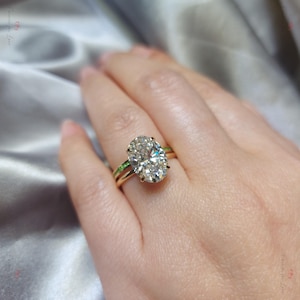 4 Ct D VVS2 IGI certified lab grown Oval diamond engagement ring set lab created diamond engagement ring, Wedding band  promise Ring