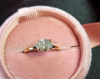 1.02 CT Oval Diamond Engagement Ring, E/VVS2 Lab Grown Diamond Ring, East to West Set Wedding Ring, Diamond Ring for Her, Anniversary Gift