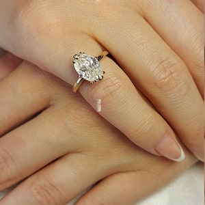 Ovaler Diamant-Verlobungsring, 1 Karat ovale Form, 18k Gelbgold Diamantring, ovaler Diamantring, Solitär-Diamantring, Verlobungsring