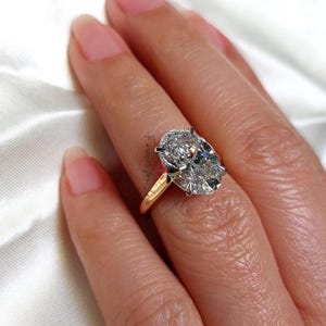 Oval Lab Grown Diamond Engagement Ring, IGI Certified 4CT D, VVS2 Oval Lab Diamond Ring Yellow Gold Promise Ring, Gift for her Diamond Ring.
