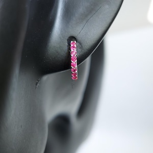 Natural Ruby Earrings / Huggie Earrings / 14k Gold 10MM Ruby Huggie Hoop Earrings / July Birthstone / Last Minute Gift Idea, Gift for Mom