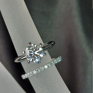 1.2CT IGI Certified Lab Created Round Cut Diamond Engagement Ring, Round Diamond ring set, Lab Grown Bridal ring set