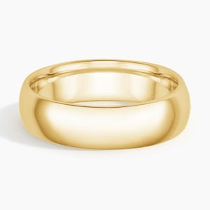 Gewölbter 18k Gelbgold Wolframring Männer und Frauen Ehering, 6 mm, Gelbgold Wolframband Comfort Fit glänzend poliert