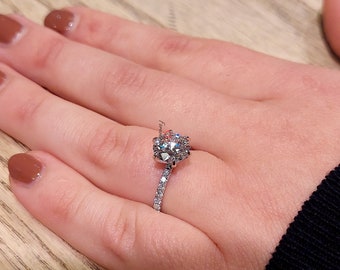 2CT Certified Lab Created Brilliant Cut Diamond Engagement Ring, Round Solitaire Lab Diamond Engagement Ring, Lab Grown Engagement Ring