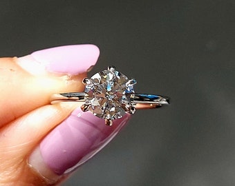 1.5 CT IGI Certified Lab Created Round  Brilliant Cut Ring E, VS1 Diamond Engagement Ring, Solid Gold Engagement Lab Grown Engagement Ring
