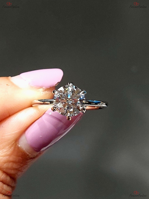 CT IGI Certified Lab Created Round Brilliant Cut Ring E, VS1 Diamond  Engagement Ring, Solid Gold Engagement Lab Grown Engagement Ring