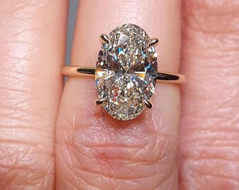 5ct Oval Cut,D VVS2,IGI Certified Oval engagement,lab Diamond Engagement Ring, Lab created Solitaire ring, Bridal Proposal RingGift for her.