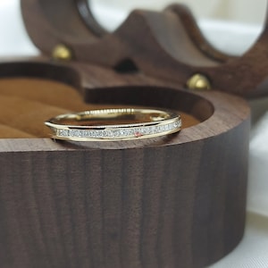 Princess Cut Diamant Halb Eternity Ring 1.8 mm 18k 14k natural Ehering Kanalfassung . Gelb Rose Weiß Gold Platin zertifiziert.