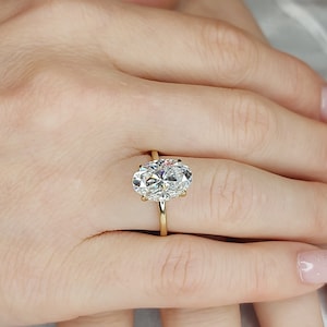 3Ct moissanite Oval Cut  Engagement Ring brilliant cut Oval 11*7mm engagement ring diamond hidden halo ring, Solid Gold Bridal Proposal Ring