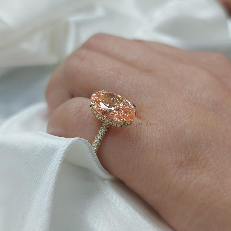 Pink Oval Cut Lab Created Diamond Engagement Ring IGI Certified Diamond, 2-5 Ct Baby Pink Ring, Anniversary bridal Wedding Gift For Her. image 7