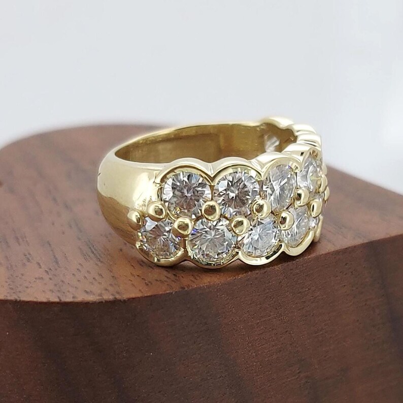 14k Solid Gold Half Eternity Round Cut Lab Grown Diamond Wedding Band ...
