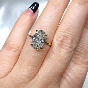 4 Carat IGI certified lab grown Oval diamond engagement ring D VVS2 diamond ring with accent engagement ring, proposal ring promise Ring