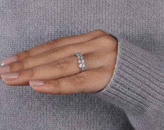 Oval Lab Grown Diamond Anniversary Band, Seven Stone Band for Her, CVD Diamond Wedding Half Eternity Band, Oval Matching Band for Gift