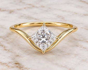 Princess cut Lab Grown Diamond Ring Engagement Ring Beautiful Wedding Anniversary Ring Princess Diamond Ring Unique Design Ring for Her
