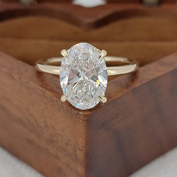 Bague Diamant 3.30 Ct Ovale - Argent 925 - Certifiée IGTLR - Neuf Sans Emballage