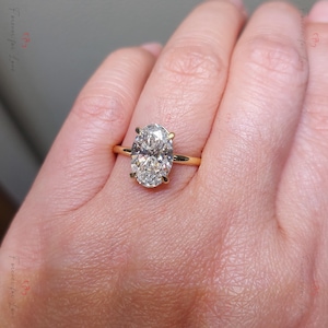 4 Ct D VVS2 IGI certified lab grown Oval diamond engagement ring lab created diamond with accent engagement ring, proposal ring promise Ring