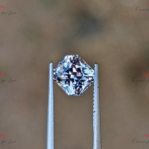 Unique Ceylon white radiant cut white sapphire, mined natural Sapphire stone, custom jewellery, hand made piece.