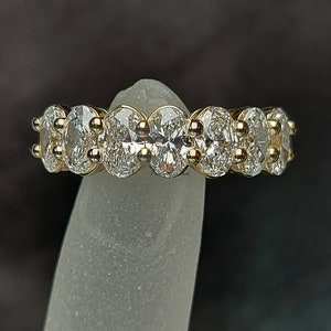 Oval Lab Grown Diamond Wedding Band, Anniversary Band for her, Seven stone Half Eternity Band, Oval Stackable Matching Band Gift for her.
