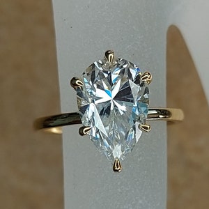 Pear Shaped engagement ring 4Ct/ 12*8 mm , diamond hidden halo ring, Pear cut Moissanite ring, Big Celebrity Ring.